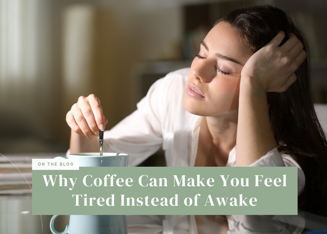 Woman looking fatigued while preparing coffee, cover image for article on why caffeine can backfire