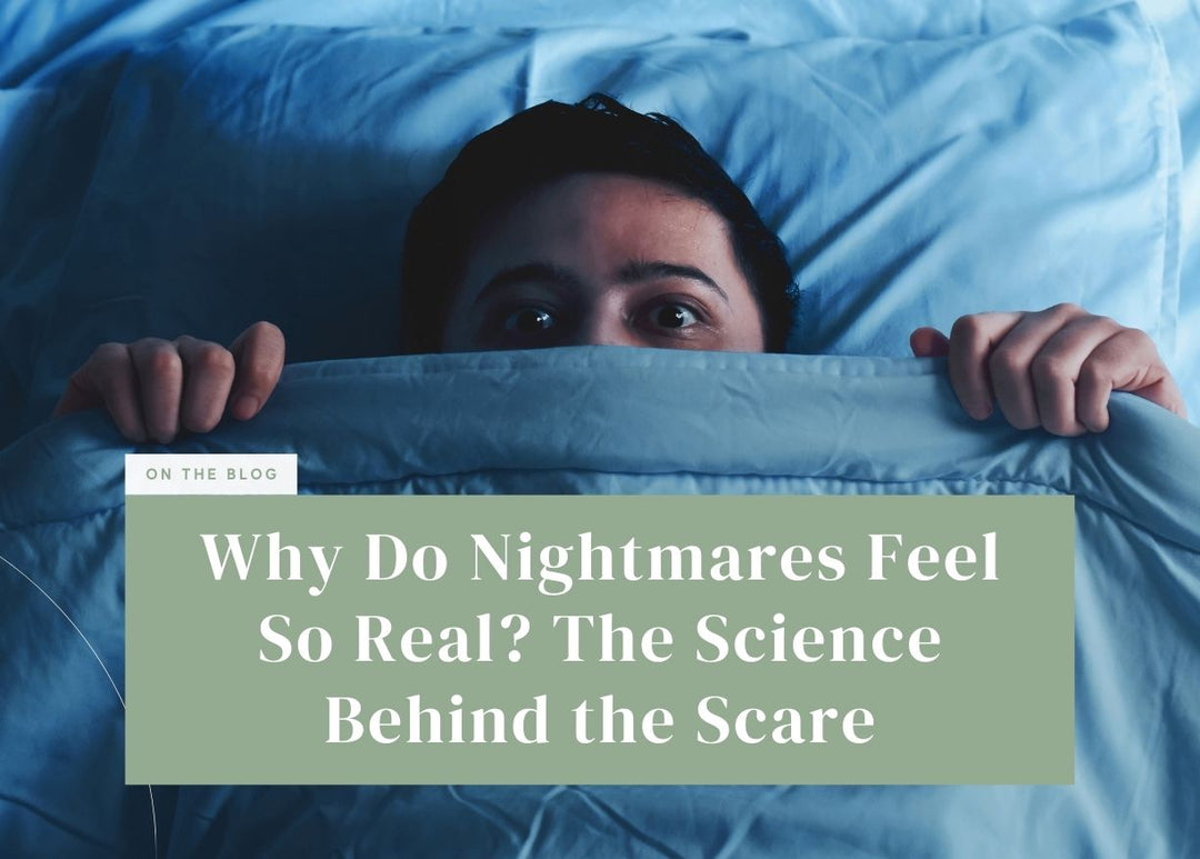 Scared person pulling a blue blanket up to cover their mouth in bed.